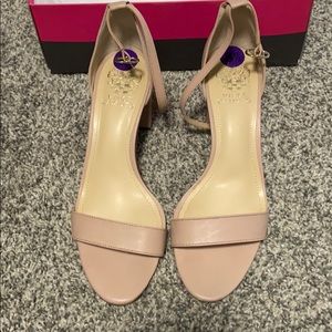 Nude/light pink 3” rounded block heels